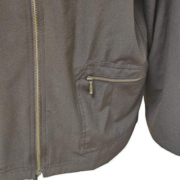 Chicos Zenergy Jacket Women Size 3 Brown Hooded Full Zip Pockets Polyester Blend - Picture 7 of 10